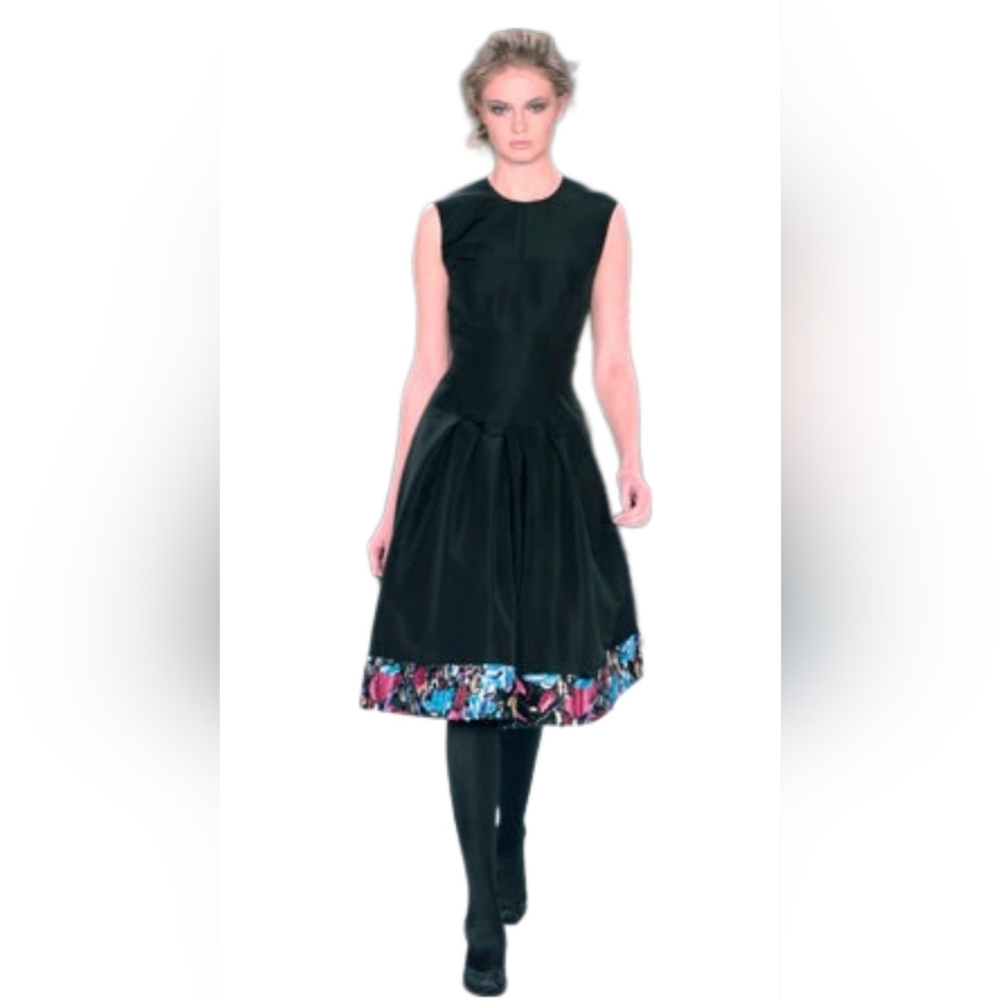 $4,800 OSCAR DE LA RENTA BLACK EXCLUSIV EMBR BEAD SILK RUNWAY DRESS US L
